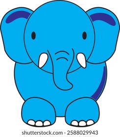 baby elephant vector light blue