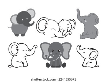 Baby Elephant vector For Print, Baby Elephant Clipart, Baby Elephant vector Illustration