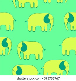 baby elephants. seamless pattern elephant animal cartoon. Cute seamless pattern with elephants in  colors. Kids illustration.