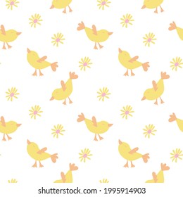 Baby eletnts seamless pattern. Little flowers in different poses. Vector in flat style. Suitable for textiles and packaging.