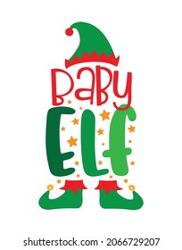 Bebé ELF - lindo sombrero de elfo y zapatos. bueno para ropa de bebé, tarjeta, etiqueta y otros regalos diseñados para navidad.