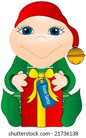 Baby Elf with gift vector.