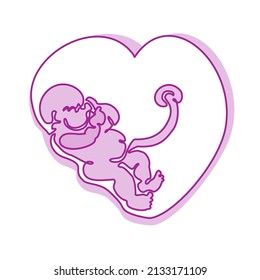 baby embryo inside heart shape