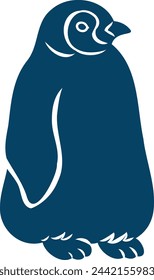 Baby emperor penguin silhouette illustration