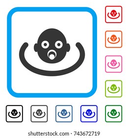Baby Environment icon. Flat gray iconic symbol in a blue rounded frame. Black, gray, green, blue, red, orange color variants of Baby Environment vector. Designed for web and software UI.