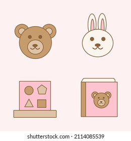 Baby equipment icon bundles isolated on soft background. 
