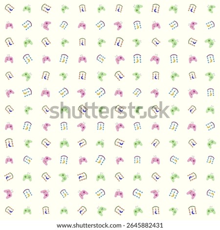 Baby equipment vector patterns: baby crib bell, playstation, cute and adorable. design vector