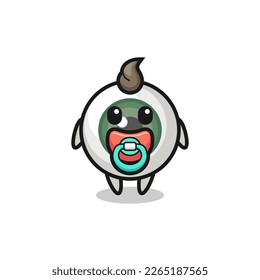 baby eyeball cartoon character with pacifier , cute style design for t shirt, sticker, logo element
