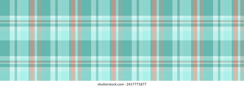 Baby fabric check texture, crease vector tartan plaid. Direct textile seamless background pattern in teal and pale turquoise color.