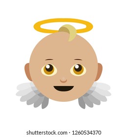 Baby Face Angel Emoji Flat Design Vector