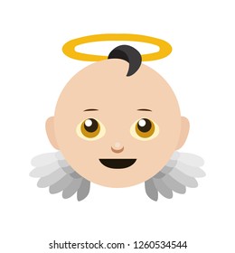 Baby Face Angel Emoji Flat Design Vector