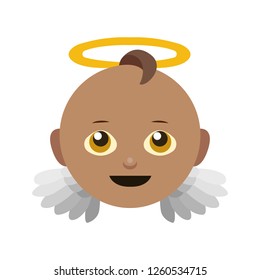 Baby Face Angel Emoji Flat Design Vector