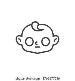 Baby face with big eyes line icon. linear style sign for mobile concept and web design. Open-eyed child face outline vector icon. Symbol, logo illustration. Vector graphics
