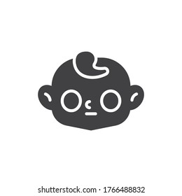 Baby face with big eyes vector icon. filled flat sign for mobile concept and web design. Open-eyed child face glyph icon. Symbol, logo illustration. Vector graphics
