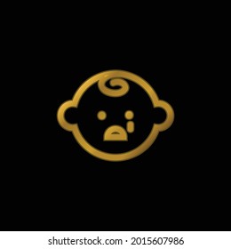 Baby-Gesicht, goldplatziertes metalisches Symbol oder Logo, Vektorgrafik