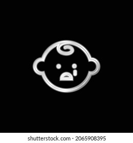 Baby Face Crying silver plated metallic icon