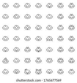 Baby face emotion line icons set. linear style symbols collection, outline signs pack. vector graphics. Set includes icons as smiling baby girl face, cry, sad, laughing, child in love, blowing kiss