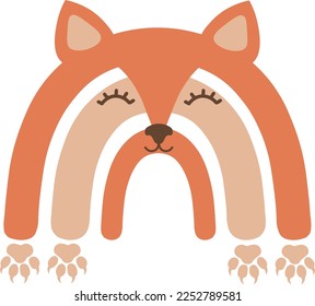 Baby Face Fox Rainbow isolated Vector illustration on white background
