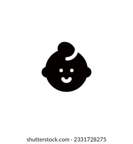 Baby face glyph style icon and illustration - vector
