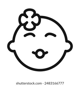 baby face icon Black line art vector