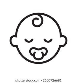 Baby Face Icon Black Line Art Sleeping Pacifier vector