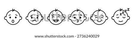 baby face icon Black line art vector logo set Editable stroke