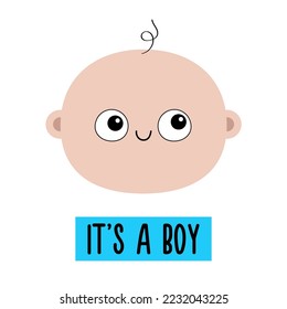 Baby face icon. Its a boy. Kid head. Little boy infant. Human child toddler. Cute cartoon kawaii funny character. For invitation, greeting card, sticker print. Flat design White background. Vector