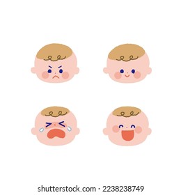 Baby face icon color set.