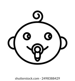 Icono de la cara del bebé Marca lineal del logotipo en blanco y negro