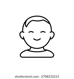 Icono de la cara del bebé Marca lineal del logotipo en blanco y negro