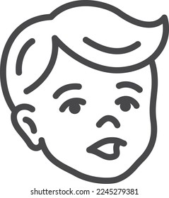 Baby face icon. Little kid head line symbol