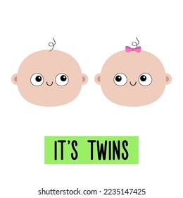 Baby face icon set. Kid head. Little girl boy infant. Human child toddler. Its twins. Cute cartoon kawaii funny character. Invitation, greeting card, sticker print. Flat design White background Vector