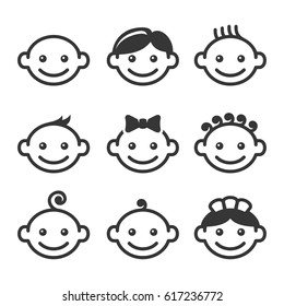 Baby Face Icons Set