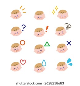 Baby face icons with various expressions.