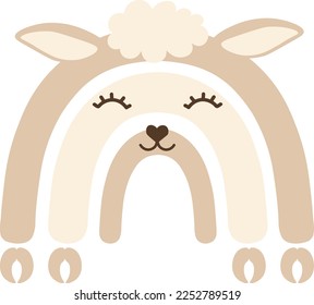 Baby Face Sheep Rainbow isolated Vector illustration on white background