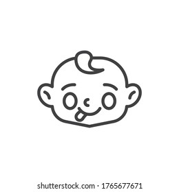 Baby face showing tongue line icon. linear style sign for mobile concept and web design. Child stuck out tongue outline vector icon. Symbol, logo illustration. Vector graphics