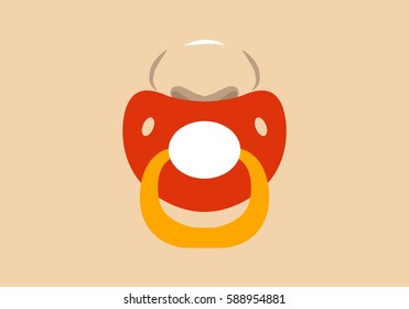 A baby face sucking a unisex pacifier showing only the nose and the skin of the baby