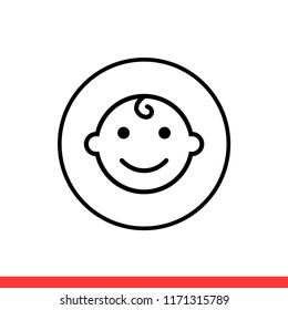 Baby face vector icon, child symbol. Simple, flat design for web or mobile app