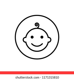 Baby face vector icon, child symbol. Simple, flat design for web or mobile app