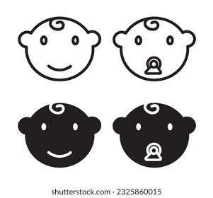 Juego de iconos para el vector de la cara del bebé. Símbolo de cara de niño sonriente.