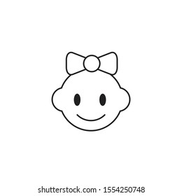 Baby Face Vector Line Icon. Child smiling. Happy Boy or Girl. Baby Face Smile Pictogram EPS Vector 