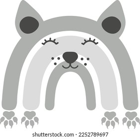 Baby Face Wolf Rainbow isolated Vector illustration on white background