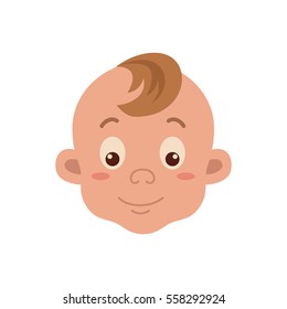 Baby facial expression isolated icon on white background. Cute color vector illustration of boy  smiling in flat style.