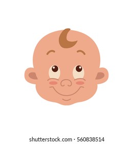 Baby facial expression isolated icons on white background. Cute color vector illustration of boy baby showing different emotions: smiling, sad, surprised, crying, shy, laugh happy in flat style.