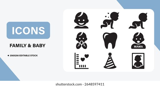 Baby and Family Icon Bundle – Parenthood, Newborn Care, Family Life Symbols