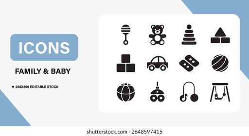 Baby and Family Icon Bundle – Parenthood, Newborn Care, Family Life Symbols