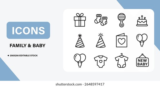 Baby and Family Icon Bundle – Parenthood, Newborn Care, Family Life Symbols