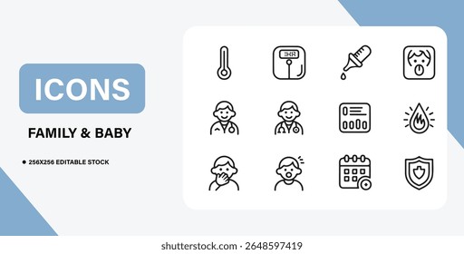 Baby and Family Icon Bundle – Parenthood, Newborn Care, Family Life Symbols