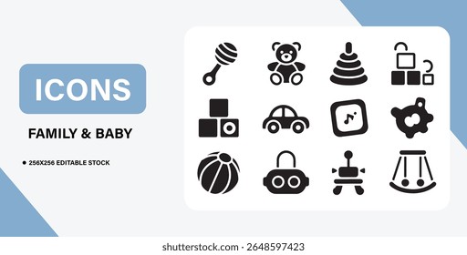 Baby and Family Icon Bundle – Parenthood, Newborn Care, Family Life Symbols