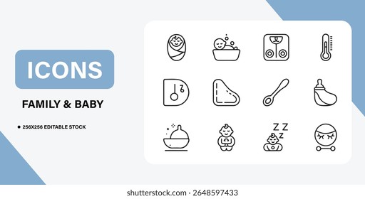 Baby and Family Icon Bundle – Parenthood, Newborn Care, Family Life Symbols